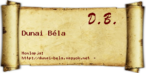 Dunai Béla névjegykártya
